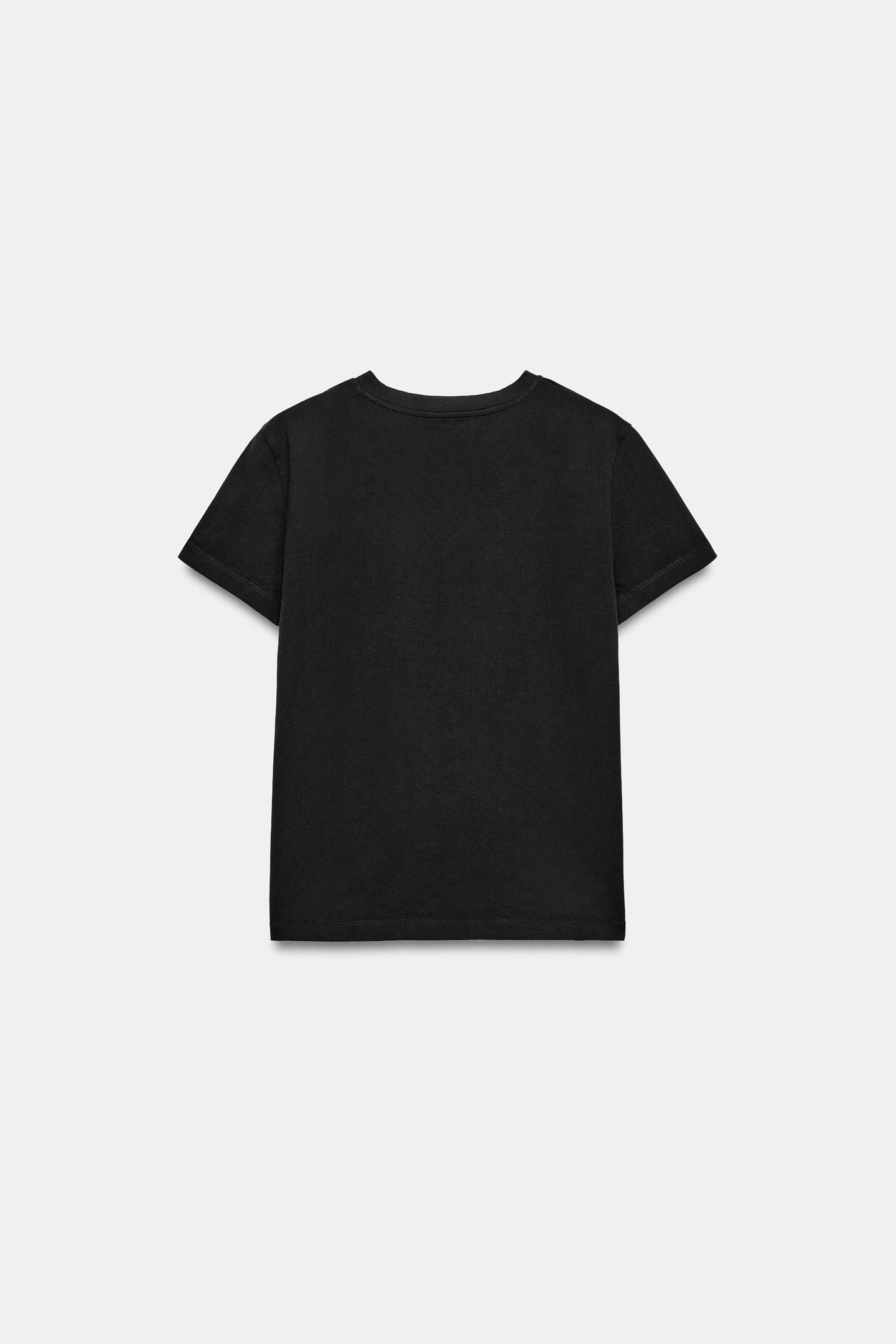 Женская футболка Zara Text, цвет: Чёрный — фото 5