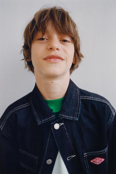 Zara DENIM JACKET WITH LABEL - Navy blue