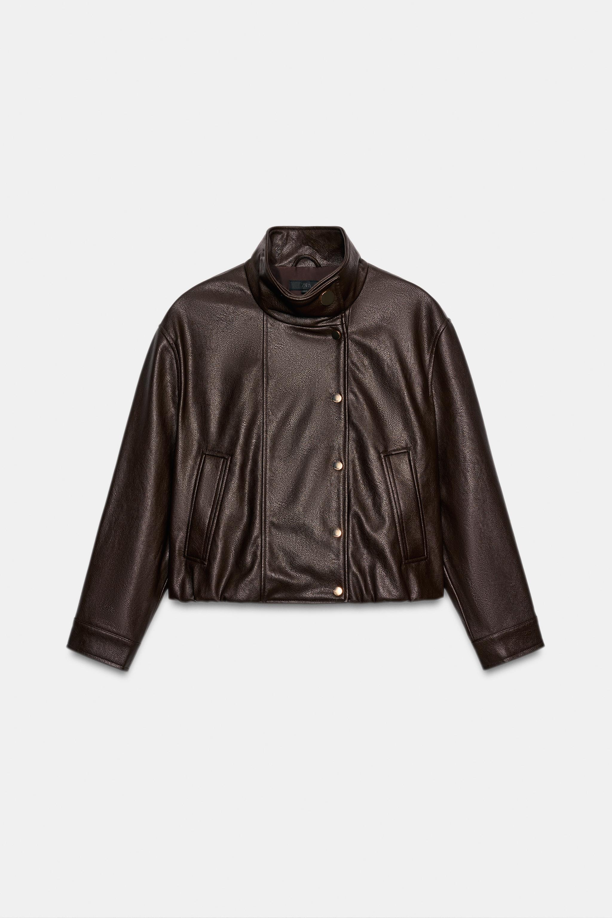 BLOUSON BOMBER MATIÈRE SYNTHÉTIQUE COL MONTANT