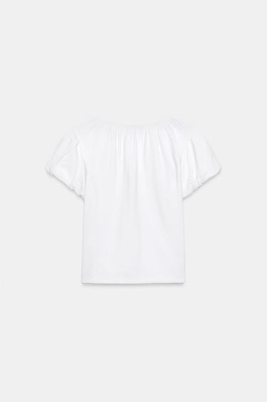 CROP TOP WITH BOWS - White by Zara - Image 6