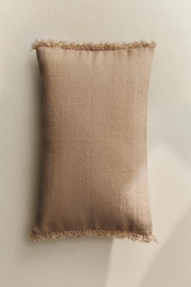 Zara KILIM CUSHION COVER WITH FRINGE - 淺米色