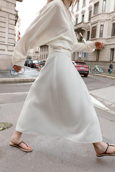 FUND MIDI PALË E HEDHUR ME TOKËZ - I bardhë nga Zara