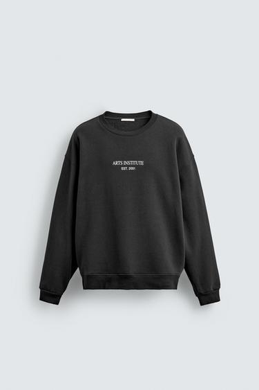 PRINTED SLOGAN SWEATSHIRT - Dark anthracite by Zara