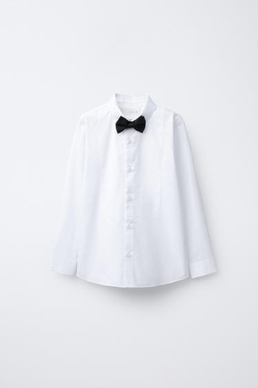 DETACHABLE SATIN BOW TIE SHIRT - White by Zara