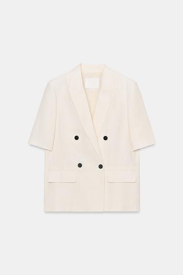 VESTE EN LIN À MANCHES COURTES ZW COLLECTION - Écru de Zara - Image 6