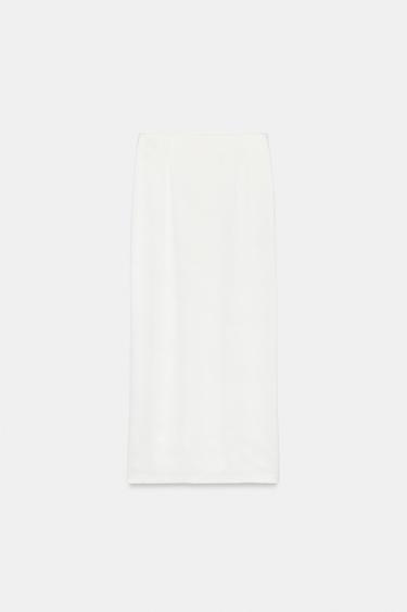 JUPE LONGUE SATINÉE À OUVERTURE - Écru de Zara - Image 1