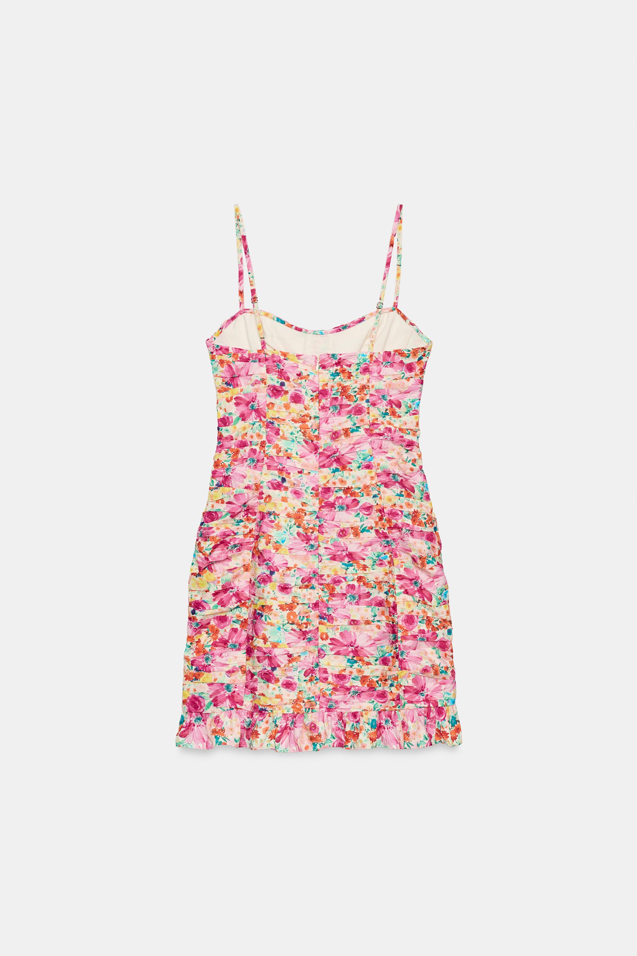 FLORAL PRINT DRAPED MINI DRESS
