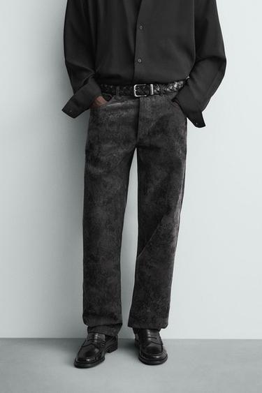 ABSTRACT JACQUARD STRAIGHT-LEG JEANS - Black by Zara