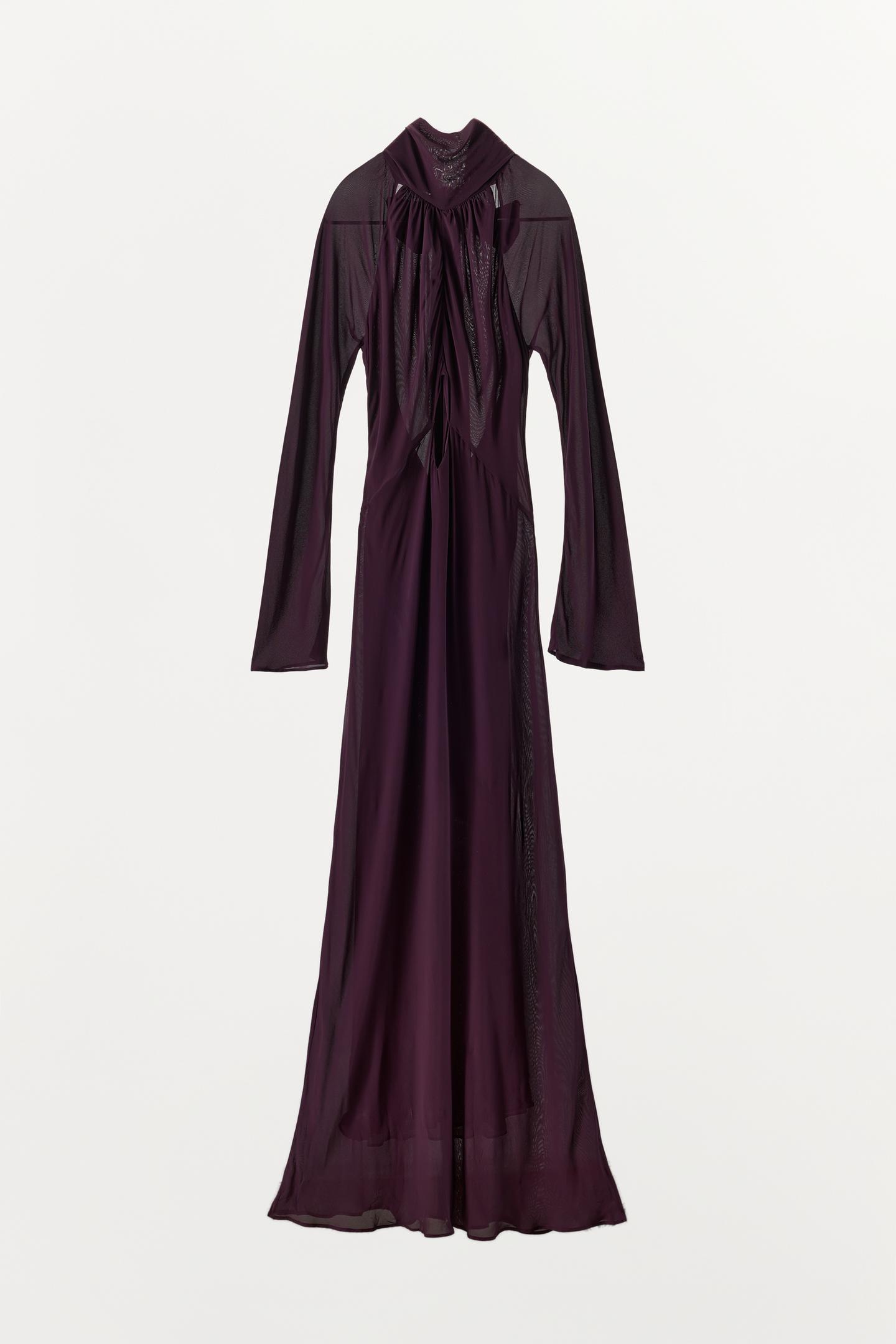 Женское платье Zara ZW Collection Cut-Out Maxi, цвет: Баклажановый — фото 9