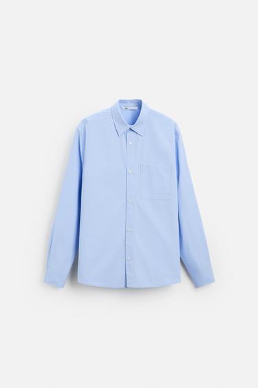 POPLIN SHIRT - Sky blue by Zara