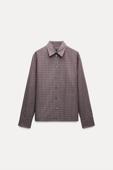 ZW COLLECTION CHECK SHIRT - Burgundy by Zara
