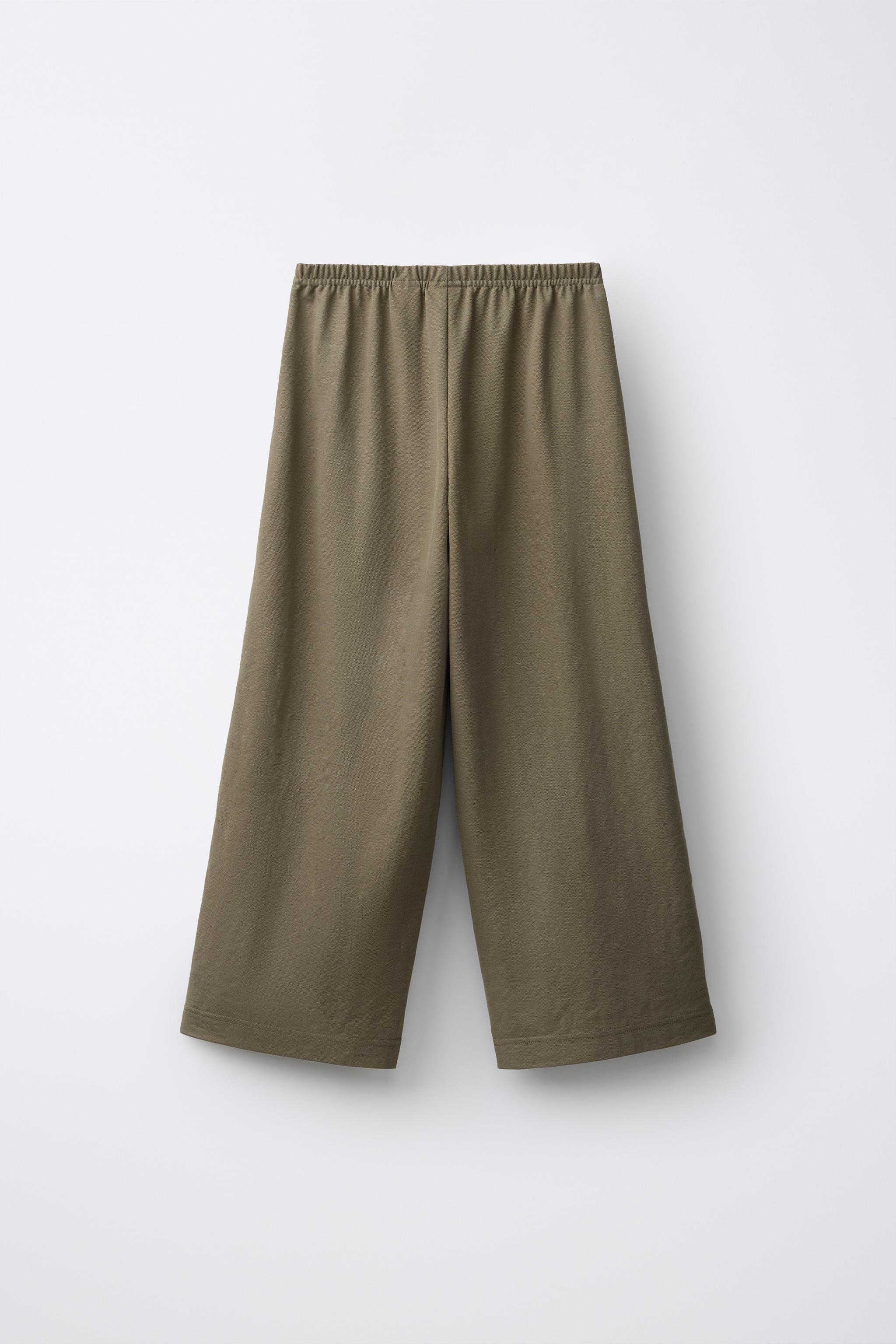 WIDE LEG PAJAMA PANTS — Khaki (alternate view)
