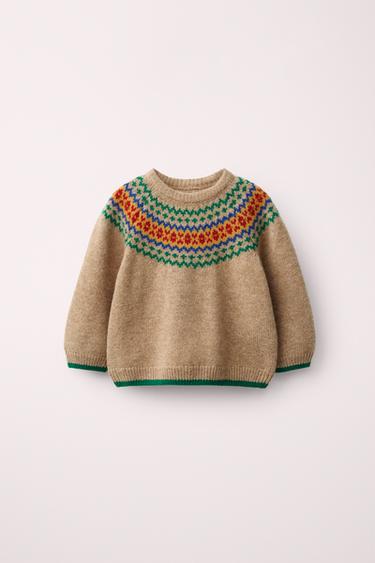 FAIR ISLE PRINT 100% WOOL JUMPER CREATED BY CARAMEL LONDON X ZARA - Beige by Zara