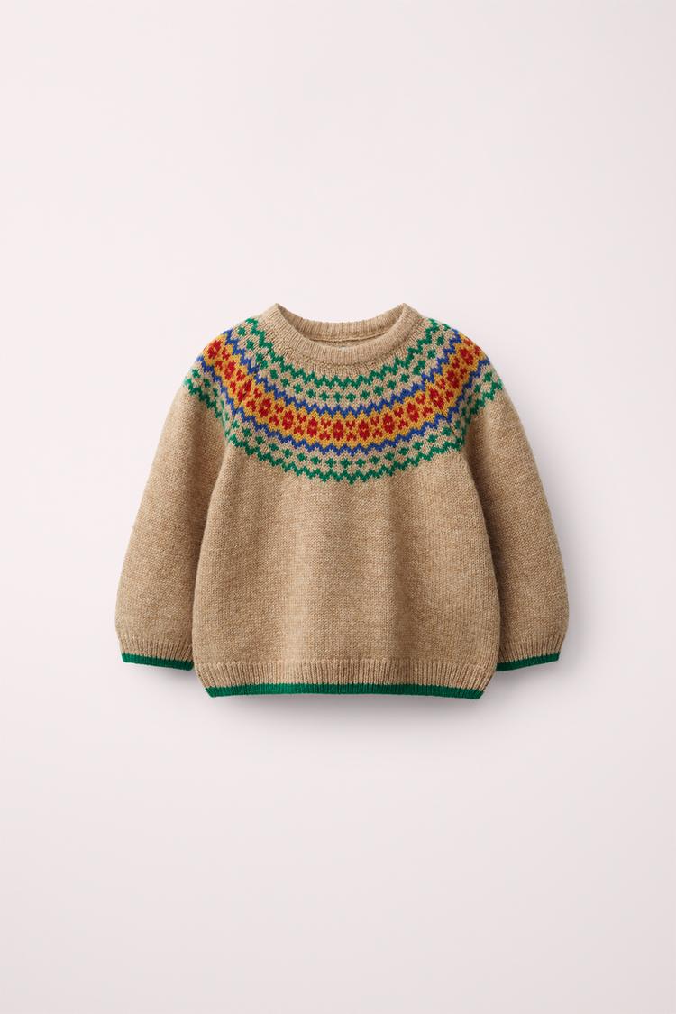 Jersey punto estampado greca 100% lana created by caramel london x zara