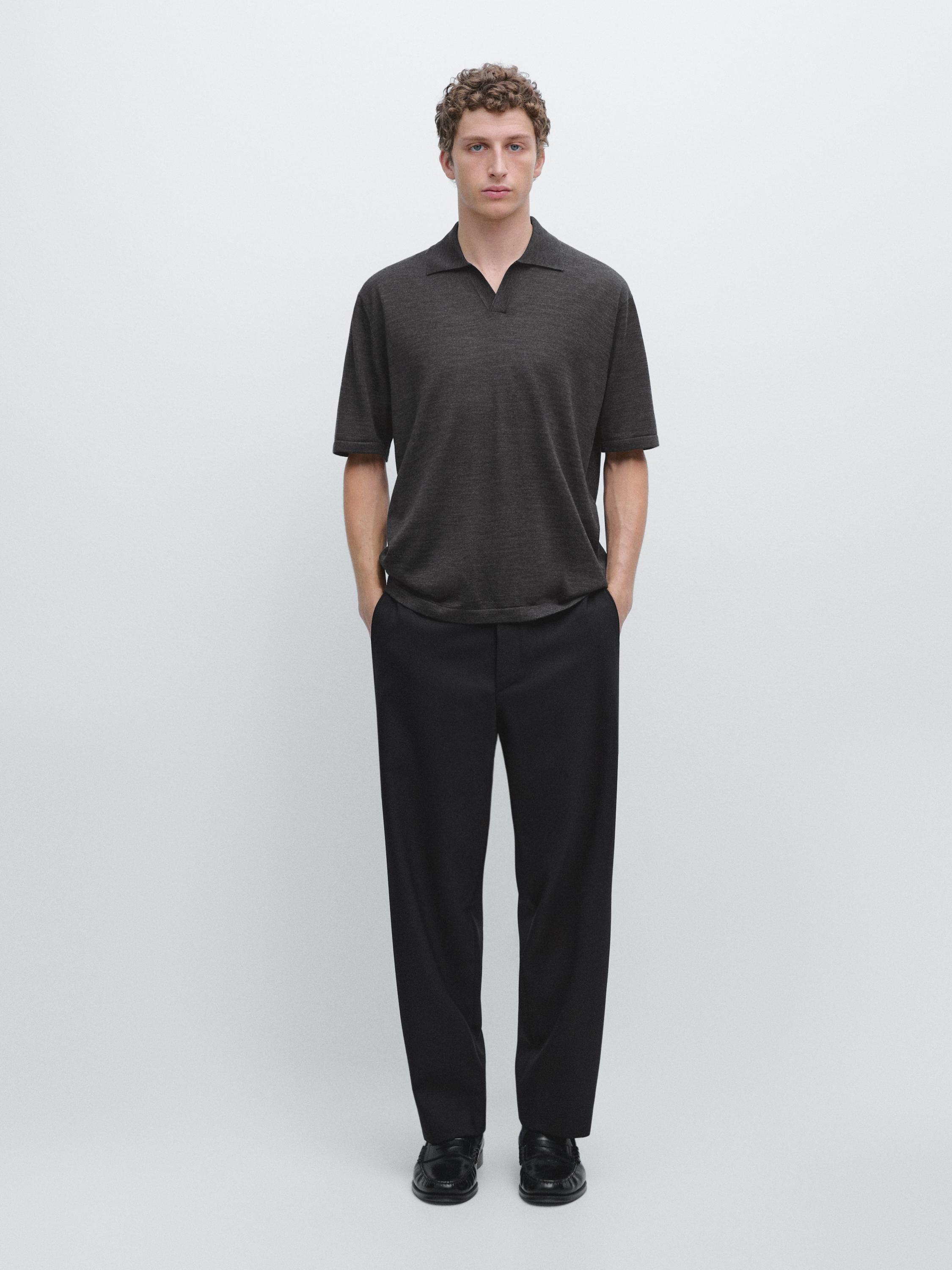 Knit V-neck polo shirt