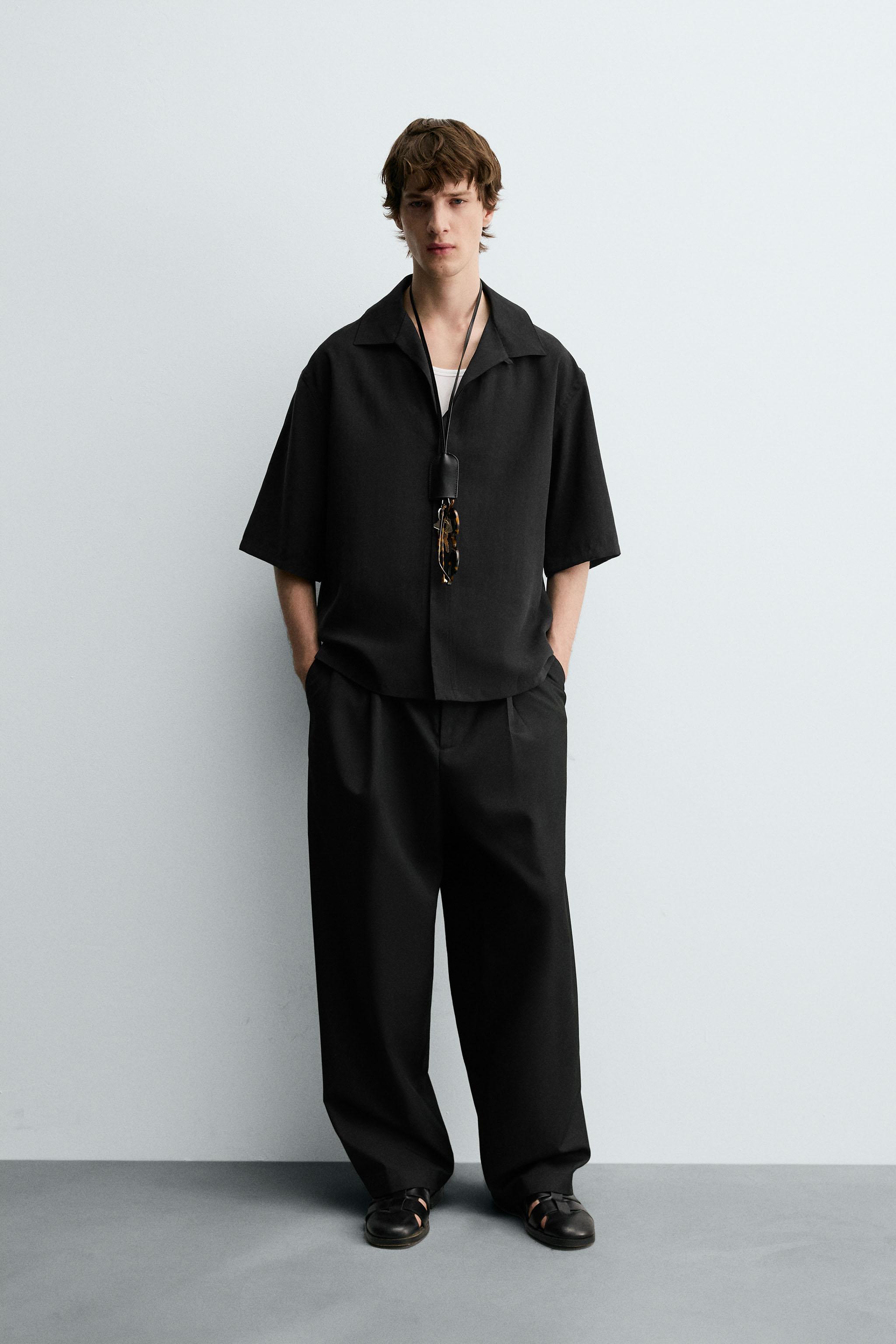 国内発送★ZARA★フルイドリラックスフィットシャツ フルイドリラックスフィットシャツ - ブラック | ZARA Japan / 日本