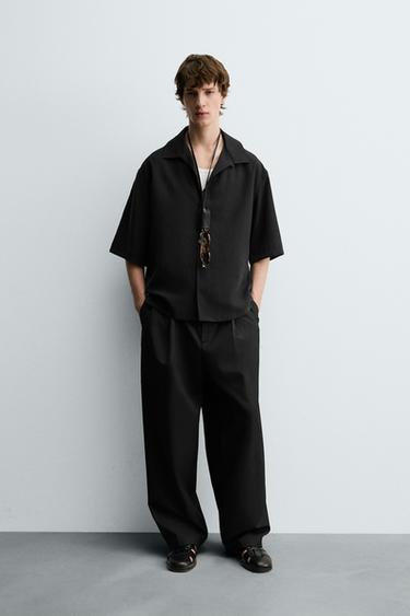 Zara RELAXED FIT FLOWY SHIRT - Black