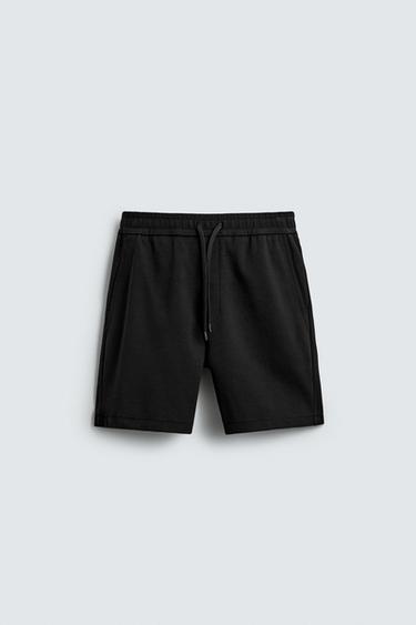 Zara 紋理舒適短褲 - 黑色