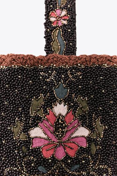 BEADED FRINGED HANDBAG - Brown by Zara - Image 4
