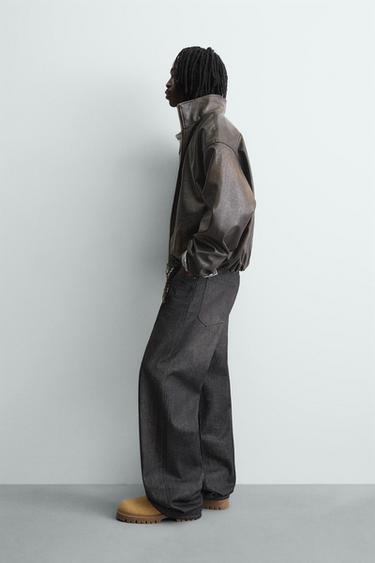 WASHED LEATHER EFFECT JACKET - Brown by Zara - Image 3