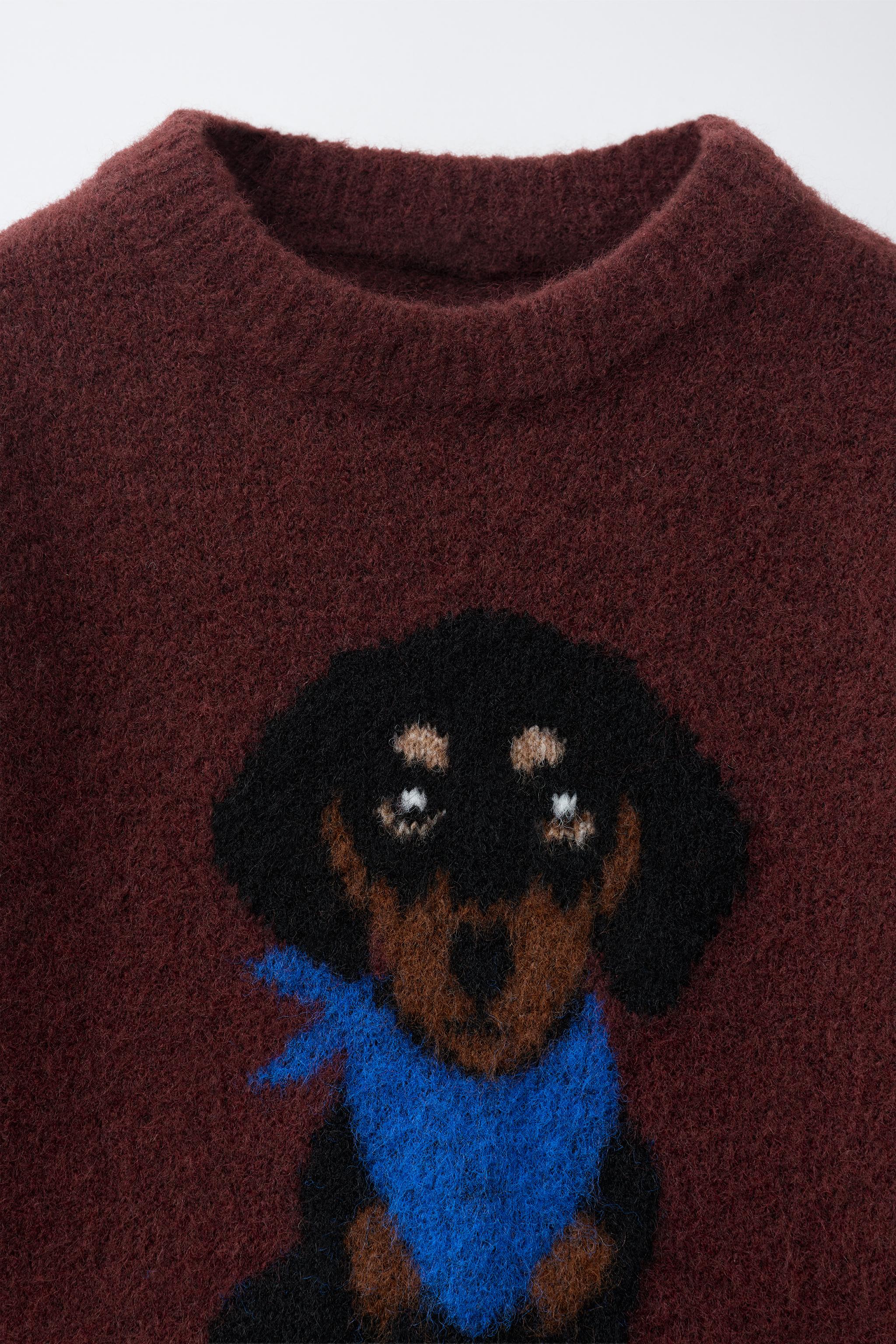 PULL EN MAILLE CHIEN BRODÉ