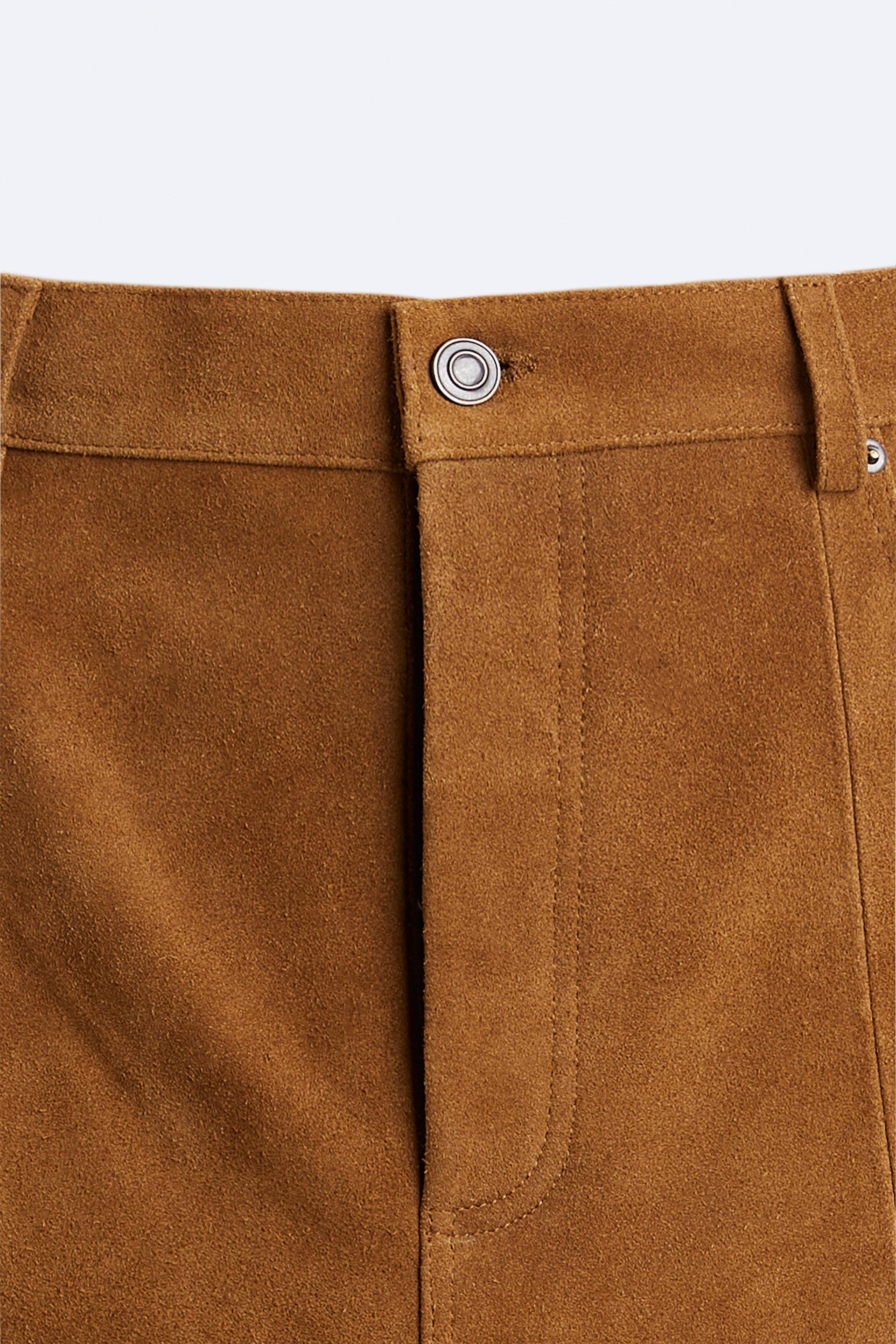 Buy Women Rust Suede Button Hem Pants Online At Best Price