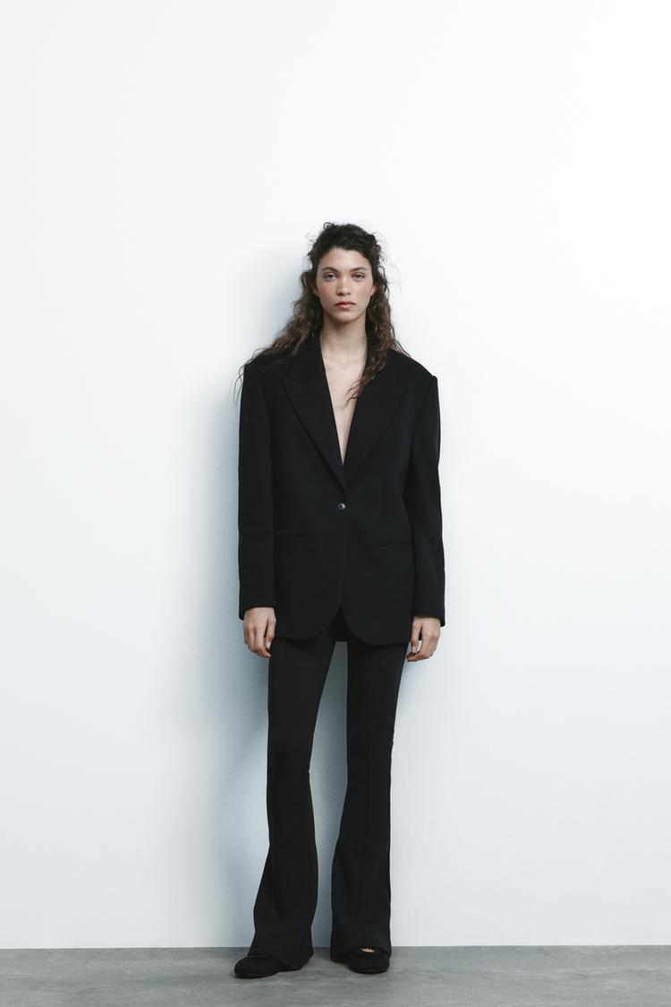 Giacca Donna Giacca Di Felpa Zara BLAZER OVERSIZE IN FELPA Nero