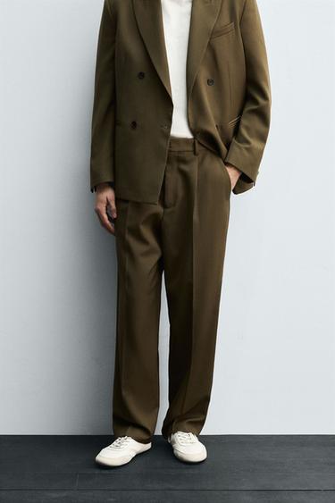 PANTALON DE COSTUME À PLIS ÉDITION LIMITÉE - Vert olive de Zara