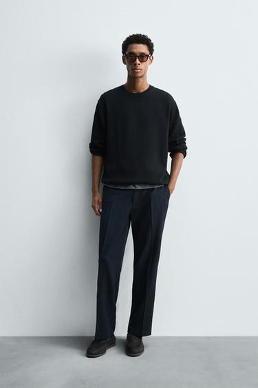 COTTON-HEMP SWEATER - Dark navy by Zara - Image 0
