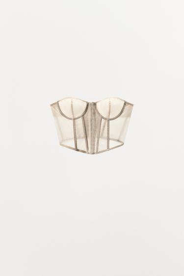 UNDERWIRED CORSET WITH TIE DETAIL - Ecru by Zara