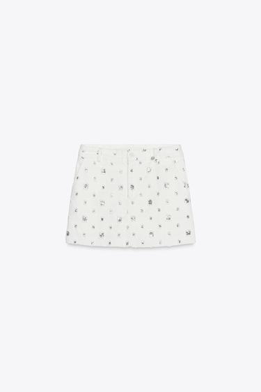 SEQUINNED SKORT - White by Zara