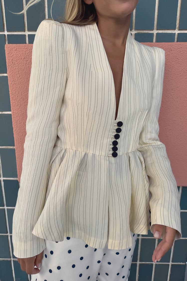 Blazer ajustado a rayas 3