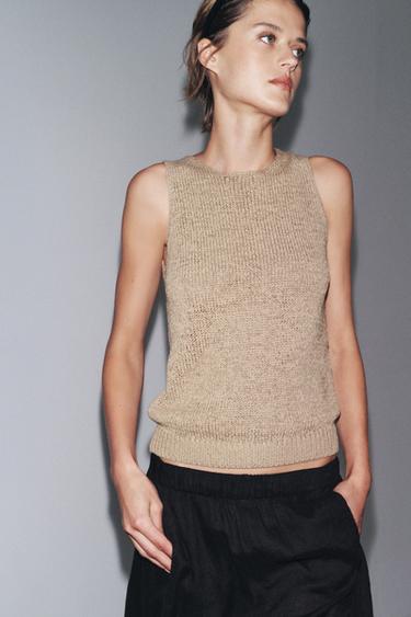 RUSTIC KNIT TOP - SAND/BROWN by Zara