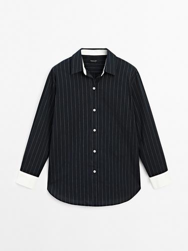 Zara Striped shirt with contrast detail - Blue