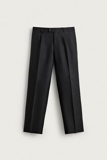 Zara PLEATED REGULAR FIT PANTS - Anthracite Gray