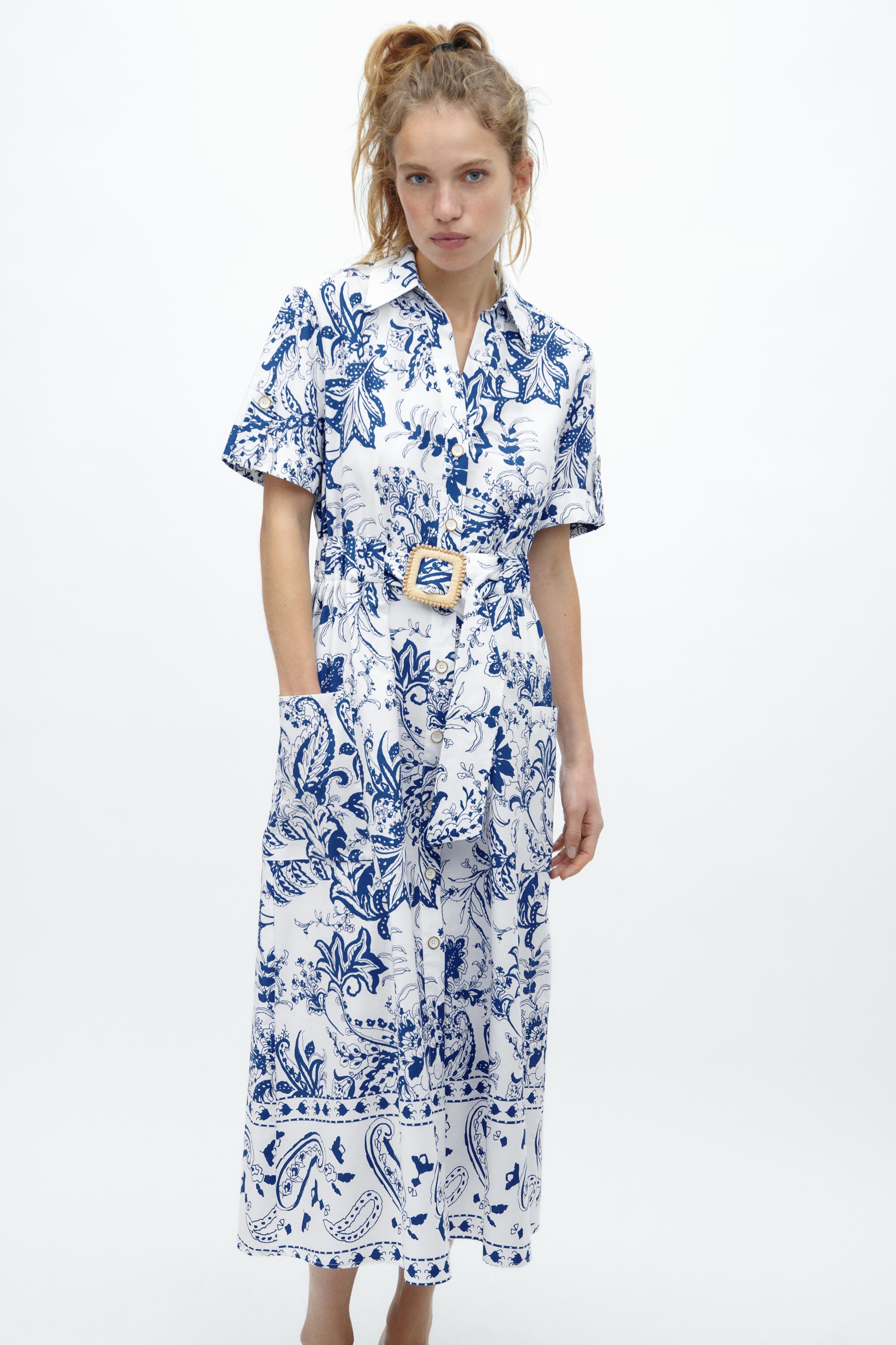 Zara shirt dress discount blue