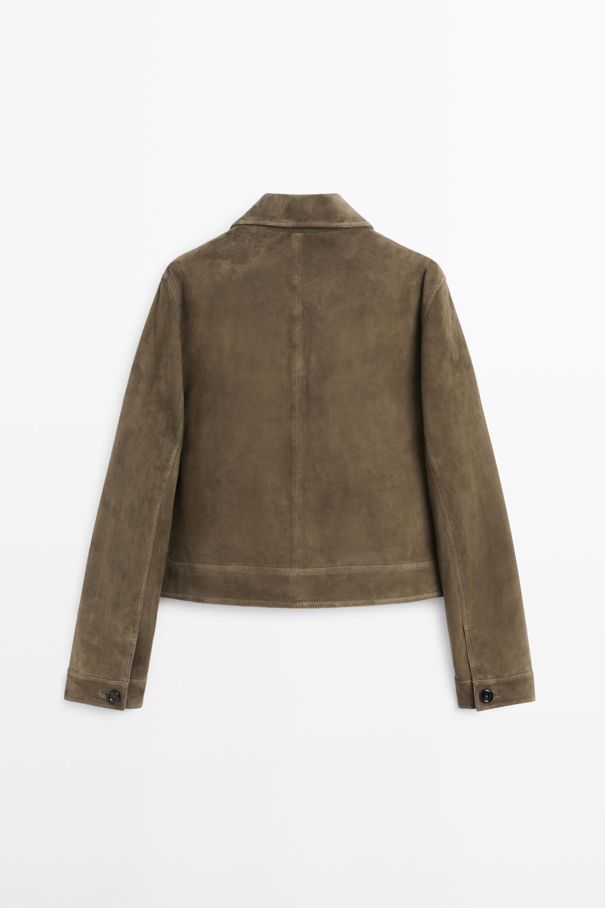 Veste courte en cuir effet daim