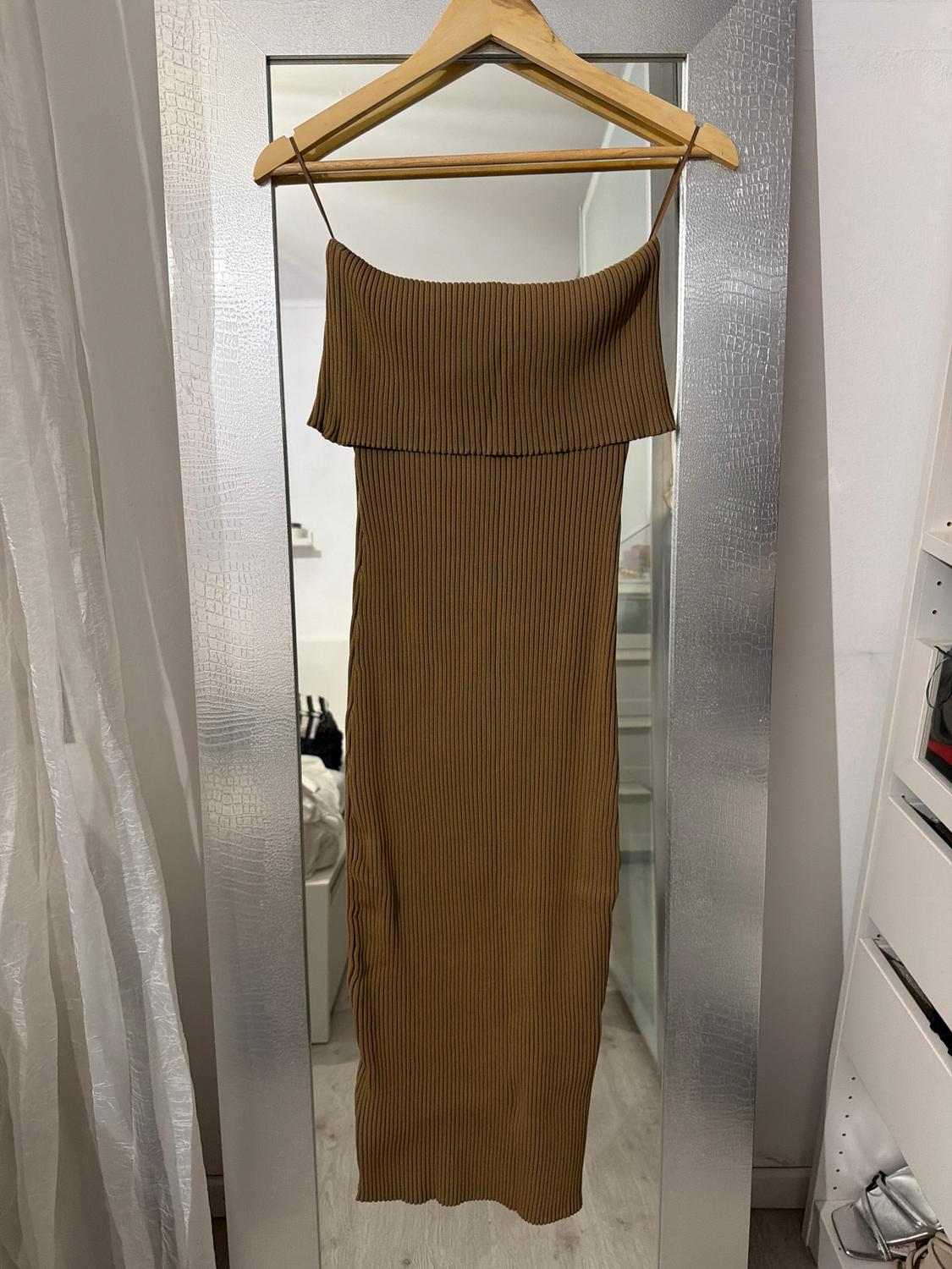RIBBED KNIT BANDEAU DRESS - Image 3
