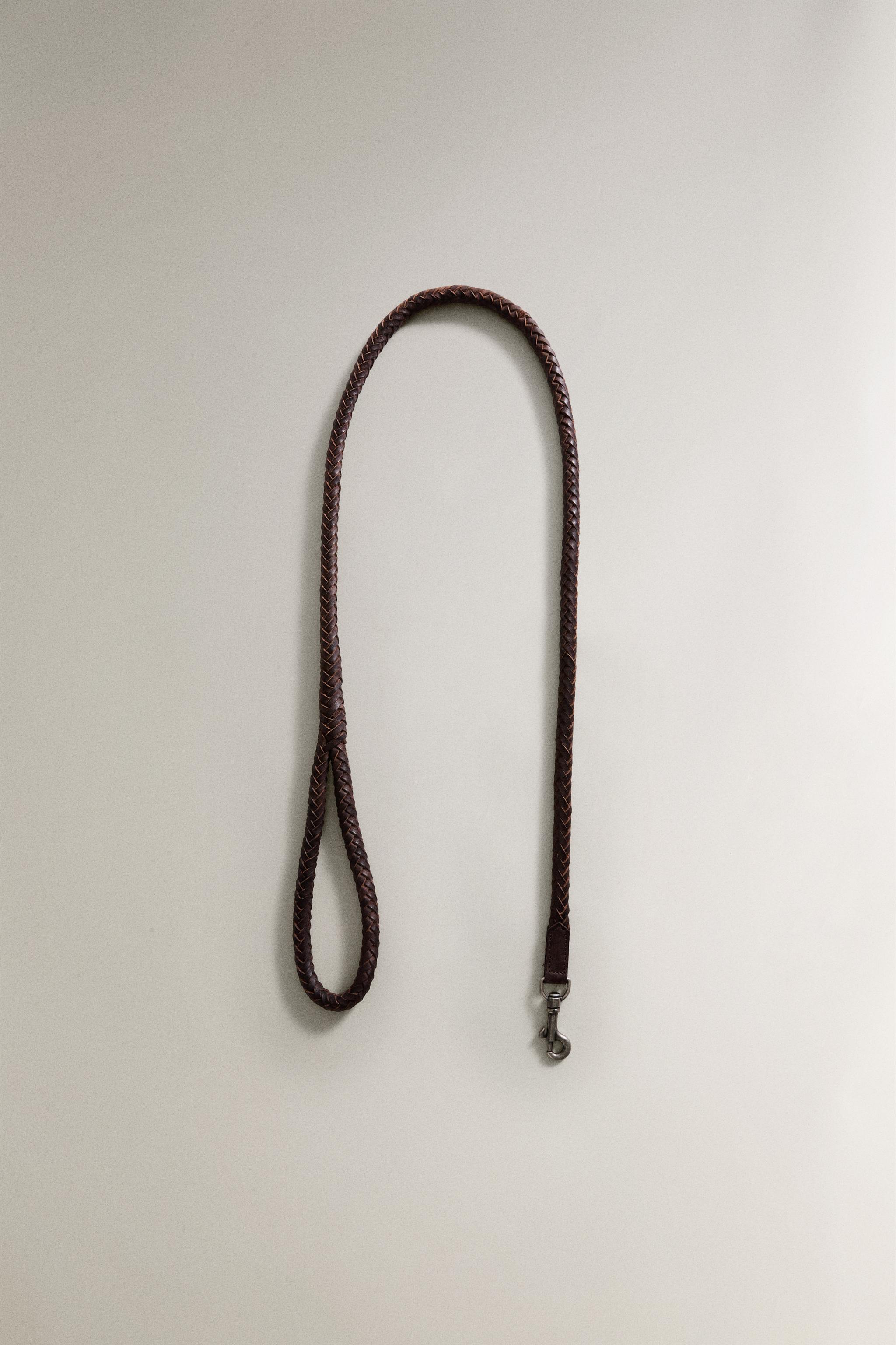 BRAIDED LEATHER DOG LEASH