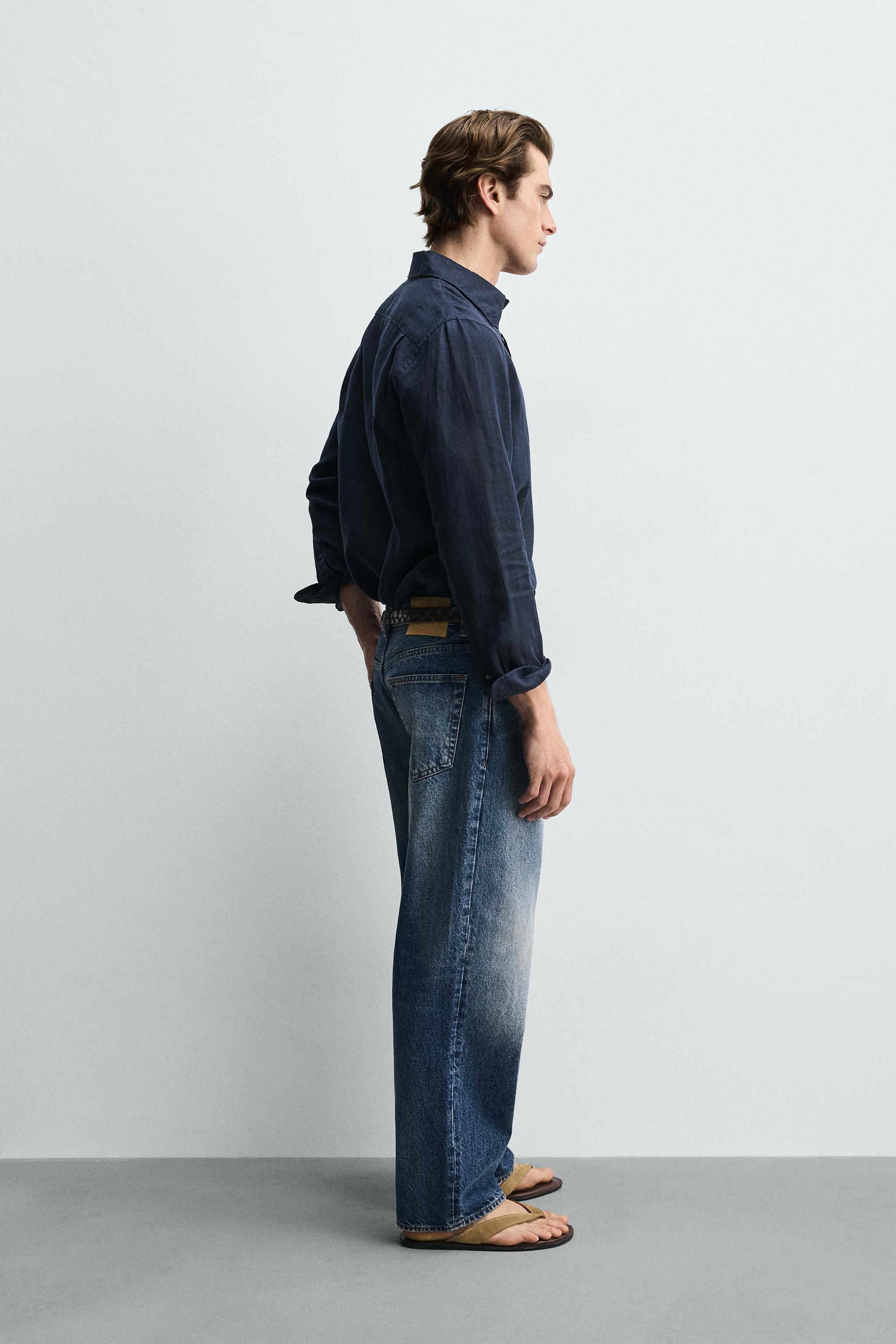 Zara %100 KETEN REGULAR FIT GÖMLEK görsel 4