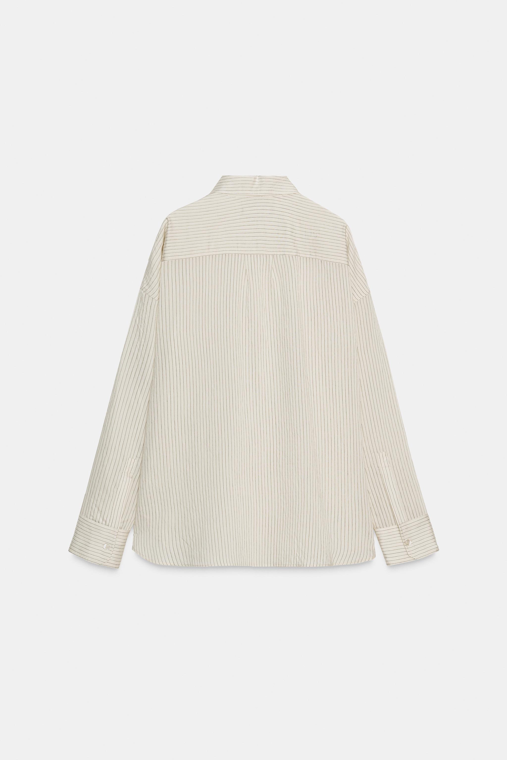 Shop Zara ZW COLLECTION FLOWY STRIPED SHIRT at Beverly Center in