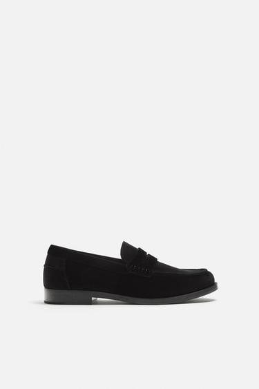 VELVET LOAFERS WITH PENNY STRAP - Black by Zara - Image 0