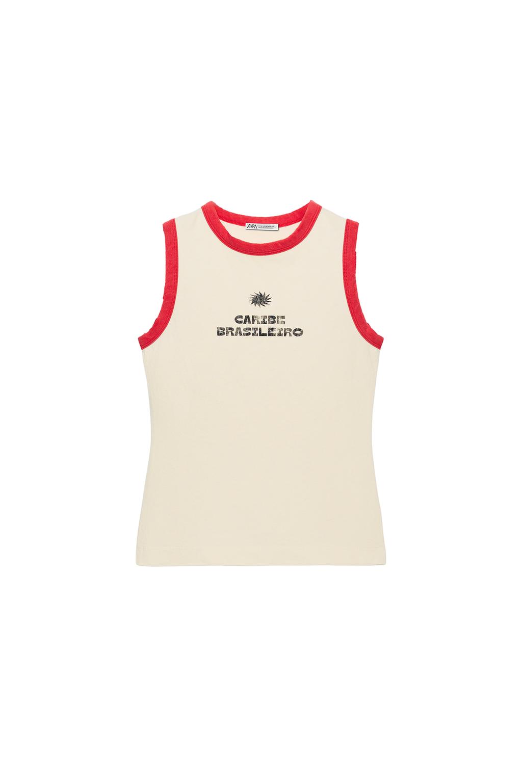 CONTRAST TRIM TEXT T-SHIRT - image 3