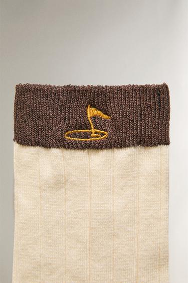 CHAUSSETTES COTON GOLF - Écru / Marron de Zara - Image 1