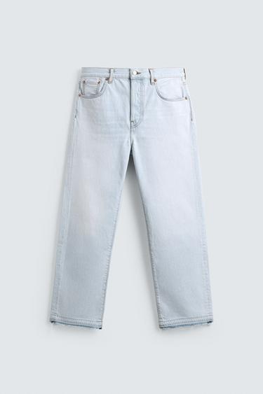 JEANS STRAIGHT ANKLE FIT - E kaltër e hapur nga Zara