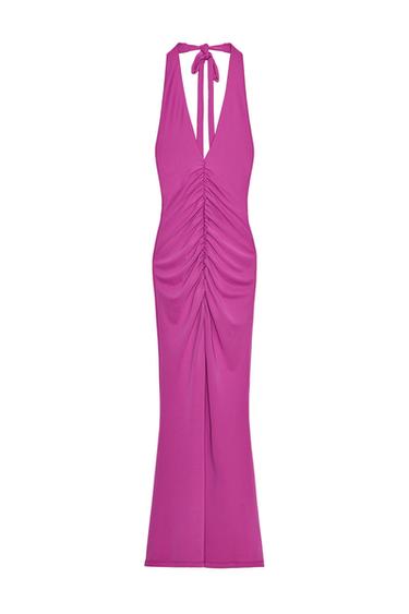 RUCHED HALTER DRESS