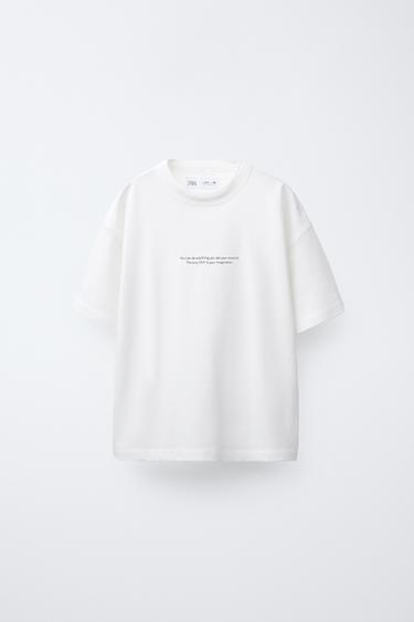 CAMISETA TEXTO - Blanco roto de Zara