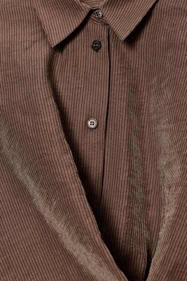 CHEMISE CACHE-CŒUR À RAYURES - Marron / Écru de Zara - Image 7