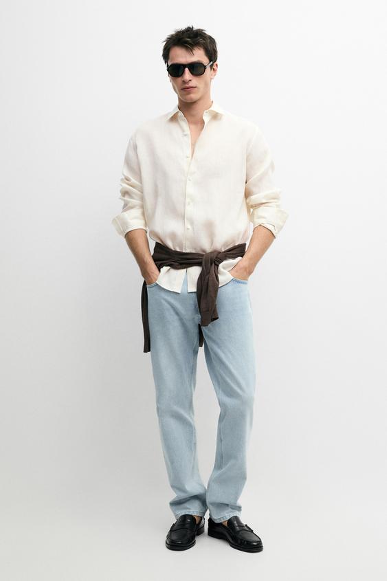 100% linen slim fit shirt from Zara - $100