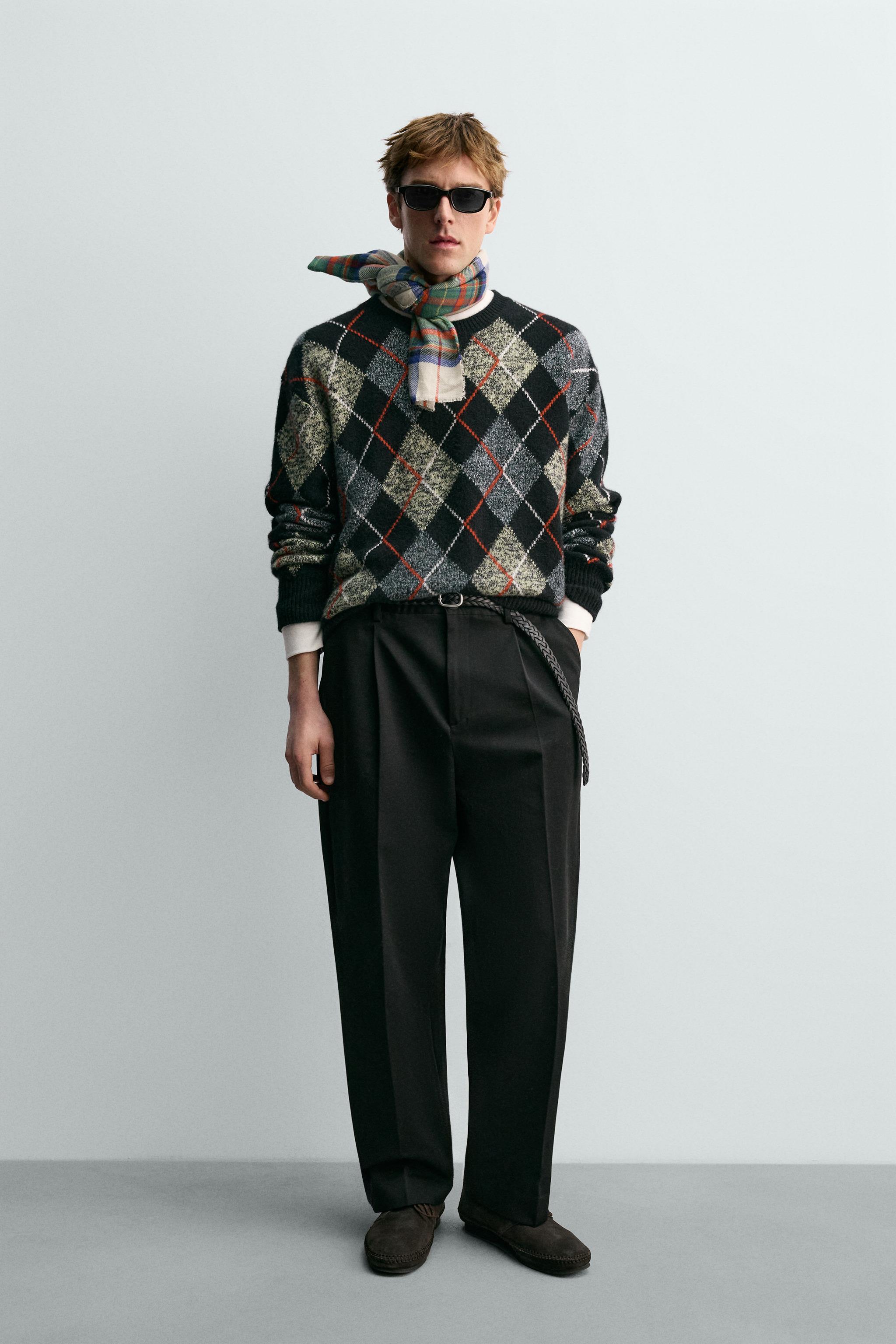 ひし形柄100%カシミヤセーター Aaron Levine x ZARA - ブラック | ZARA